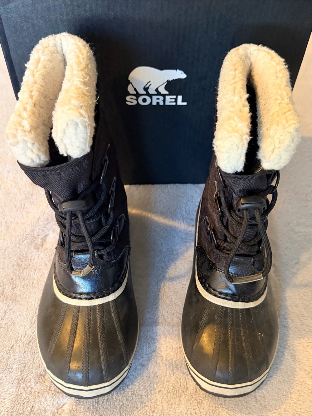 EUC Sorel Yoot Pac Nylon Snow Boot Black Big Kid Size 5